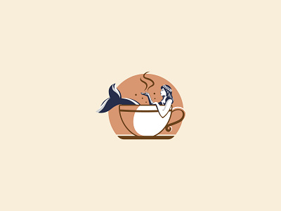 Mermaid & Coffee Cup branding design icon illustration logo vector