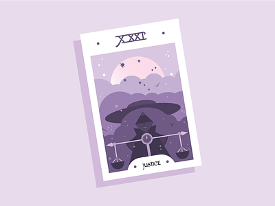 Tarot card halloween justice libra october purple tarot