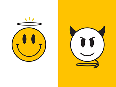 Best + Worst angel bad badge balance devil duality emoji evil fun good illustration smiley smileys yellow
