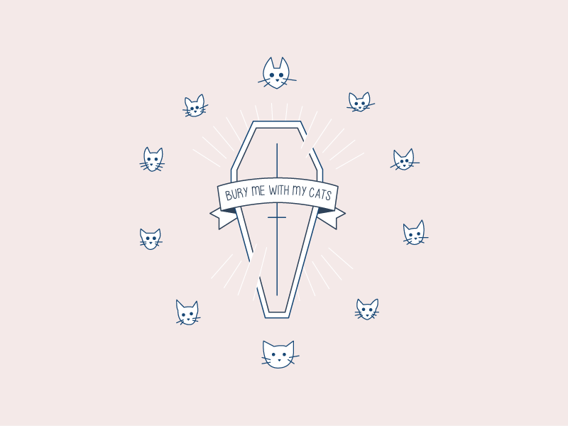 Bury Me cats pink pastel cemetary goth coffin bury cat