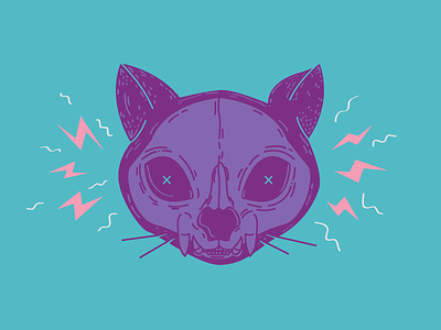 Power Cat cat color cute fun illustration kitty skeleton skull