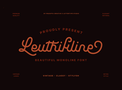 Leuthikline - Beautiful Monoline Font branding