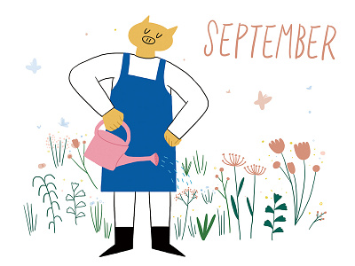 SEPTEMBER calendar calendar 2019 design illustration