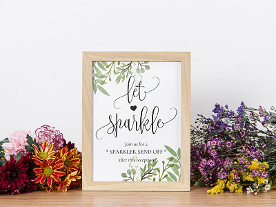 Free Floral Sparkler Send Off Sign Template freebie freebies sign sparkler template wedding card wedding design