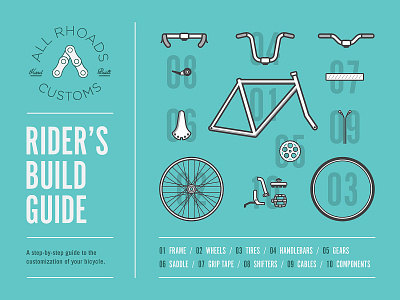 Rider's Build Guide bicycle bike build custom frame gears guide handlebars illustration parts saddle tires wheels
