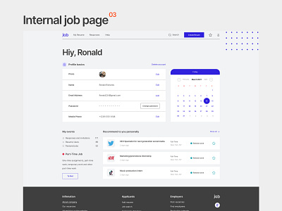 Personal Area concept design job web site