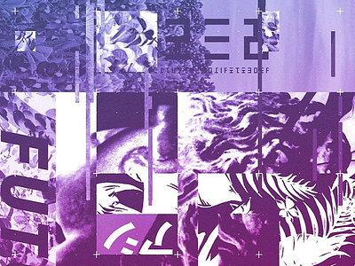 Digital collage glitch purple