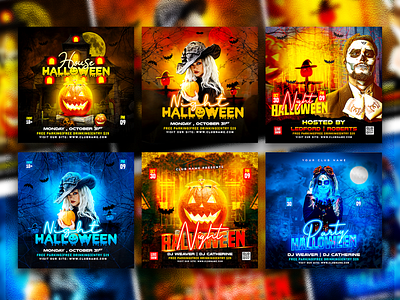 Halloween Poster Designs Vol.1. dilip gharami facebook post halloween halloween card design halloween design halloween flyer halloween graphic halloween night instagram post party pumpkin pumpkin halloween design social media design