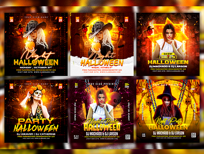 Halloween Poster Designs Vol.2 after work party club flyer colourflul flyer design facebook post illustration logo party social media design ui