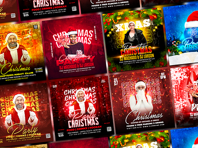 Christmas Flyer / Poster Designs Vol.1 2023 after work party club flyer colourflul flyer design facebook post illustration logo party social media design ui