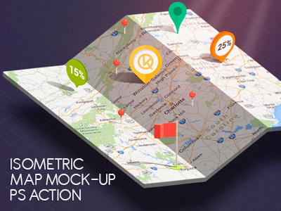 Isometric Map Mock-Up creator infographic map mock-up perspective pin