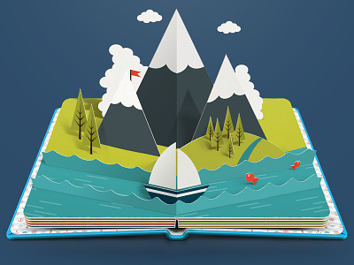 Pop Up Book Maker - Photoshop Action Set boat book icon illustration landscape photoshop pop up pop up book sea texture