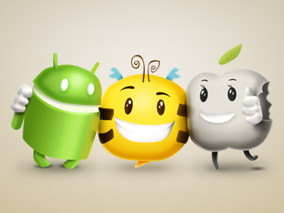 Bee with Android & Apple icon android app apple bee icon leaf