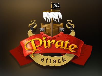 Pirate attack badge badge icon pirate ribbon