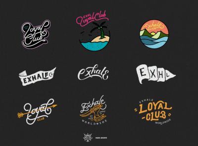 Exhale "LOYAL CLUB" / Clothing Line Project branding design handlettering illustration tshirt design typography vector art