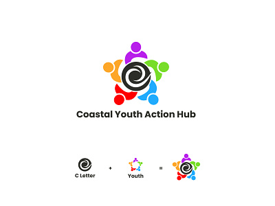 Coastal Youth Action Hub Logo beach branding business c letter logo c ltter creative design logo modern new logo sea water wave waves