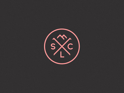 SLC Made Logo circle cross design flat logo mountains salt lake city sharp simple slc utah x