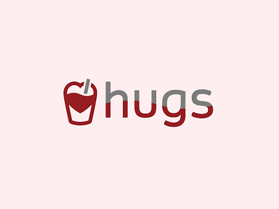 Hugs Logo cup and straw cup logo drinks drinks logo heart logo soft drinks