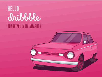 Hello Dribbble! auto car debut first shot hello dribbble illustration invitation vector zaz