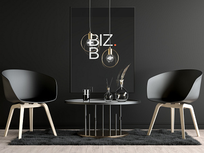 Biz Brunch Office Coffee Table mock up branding flat illustration logo typography