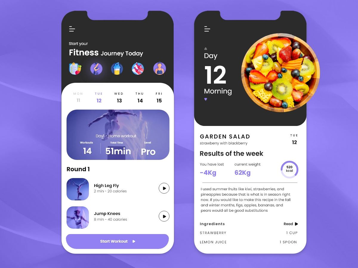 Home Workout & Diet App Design by Kody Technolab on Dribbble