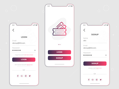 Signup / Login Concept android app app concept design illustration login screen movie app signup screen