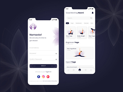 Yoga & Meditation App Design app appconcept appdesign concept design illustration meditation app ui ux yogaappconcept