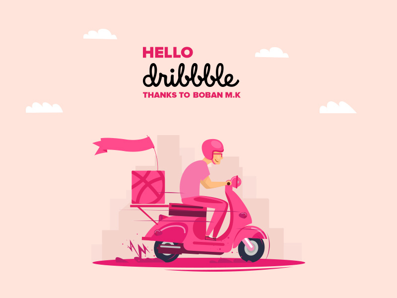 Hello Dribbble delivery boy illustrator photoshop hello dribbble