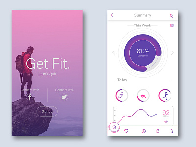 Fitness Tracker app activity calories dashboad exercise fitness gym running sport step tracker ui ux design