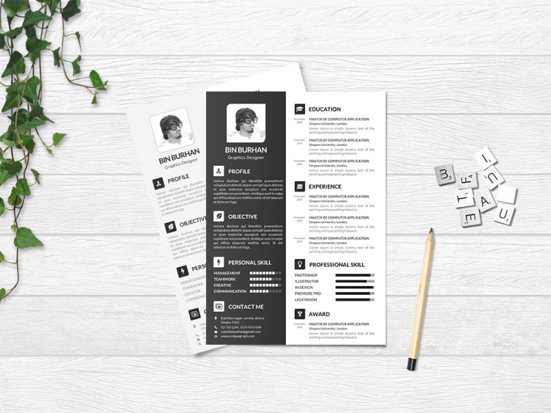 Free Simple Curriculum Vitae Template by Alan Henderson on Dribbble