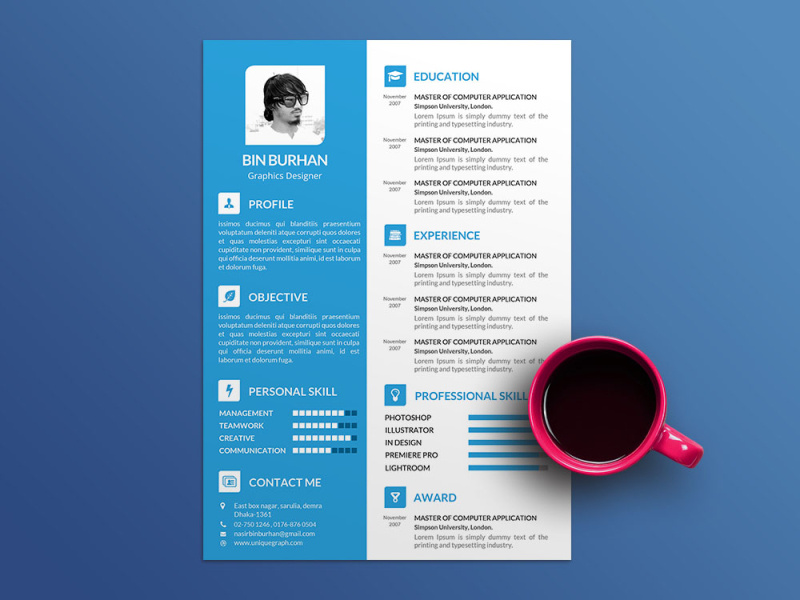 Free Graphic Designer Resume Template by Alan Henderson on Dribbble