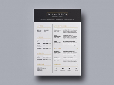 Free A4 Curriculum Vitae Template by Alan Henderson on Dribbble