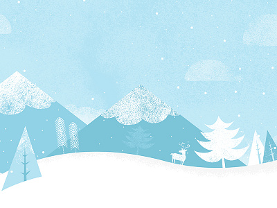 Winter wonderland deer illustration mountains snow trees winter wonderland