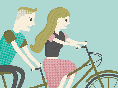 wedding illustration - tandem bicycle bicycle bike illustration tandem wedding