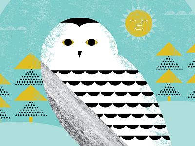 Nerdy Birdies no. 1 - Snowy Owl birds geometric illustration owl texture