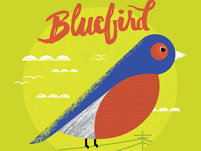 Nerdy Birdies no. 2 - Eastern Bluebird birds bluebird geometric illustration vegan