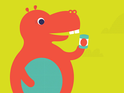 hungry hungry hippo hippo hungry illustration retro zoo