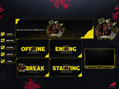 Full twitch package for this furious minotaur! branding design gamer gaming illustration layout logo streaming twitch twitch overlay