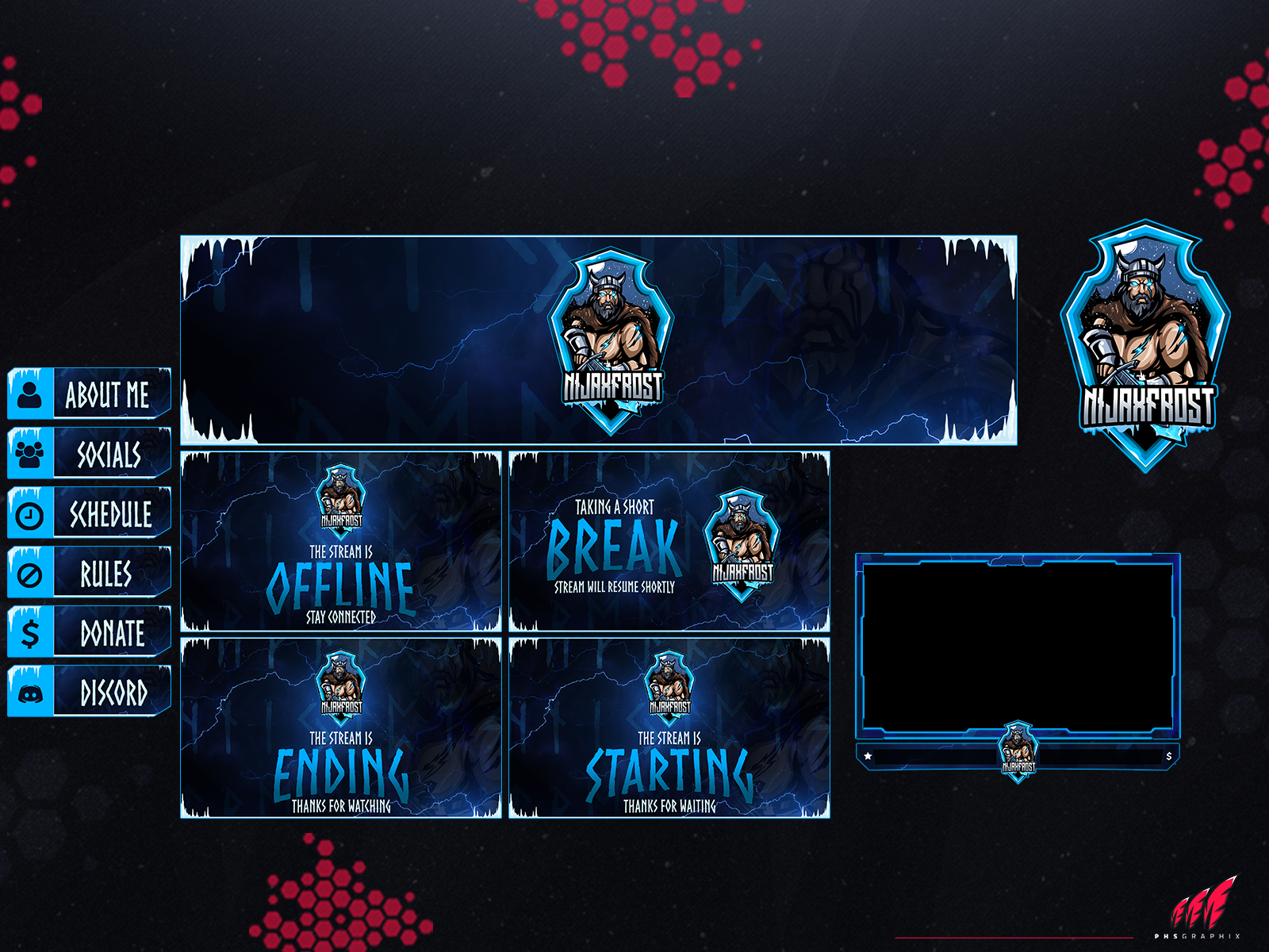 Viking — Stream Header, Label and Webcam Overlay Pack for OBS