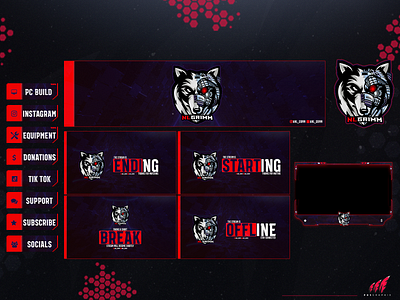 Full twitch overlay package for a #wolf! 3d animation branding graphic design logo motion graphics