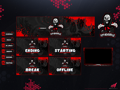 Full twitch overlay package for a #SKULL branding design illustration layout logo streaming twitch twitch overlay ui vector