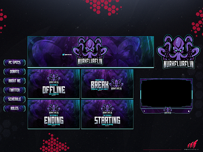 #Kraken in a full twitch overlay package! branding design illustration layout logo streaming twitch twitch overlay ui vector