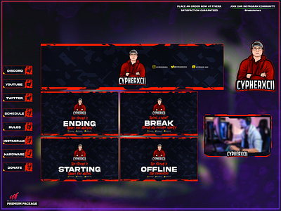 Twitch overlay package branding design illustration layout logo streaming twitch twitch overlay ui vector
