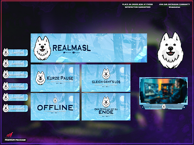 Cute dog in a full twitch overlay package!