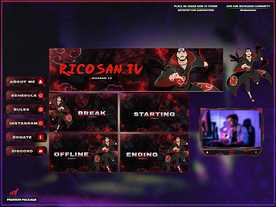 Naruto in a full twitch overlay package! 3d animation branding design graphic design illustration layout logo motion graphics streaming twitch twitch overlay ui vector