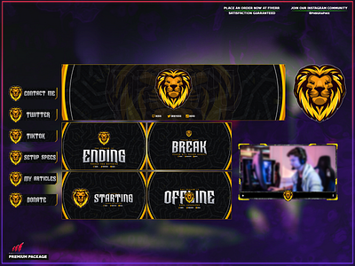 Aggressive Lion 3d animation branding design graphic design illustration layout logo motion graphics streaming twitch twitch overlay ui vector