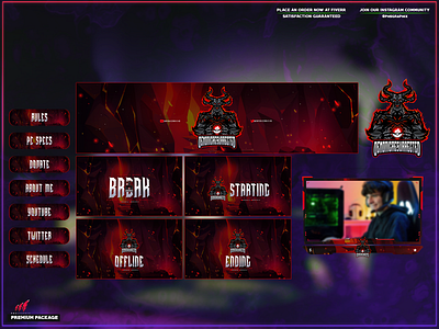 Demonic/hellish twitch package branding design illustration layout logo streaming twitch twitch overlay ui vector