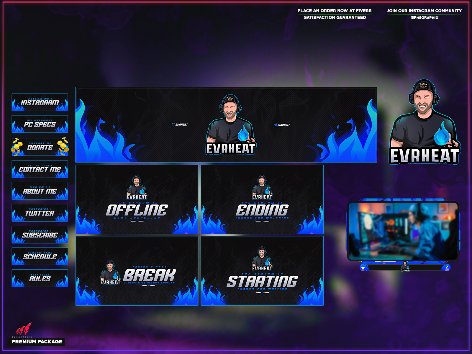 Custom full twitch overlay package! by PhsGraphix on Dribbble