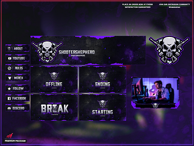 skull head with guns! 3d animation branding design graphic design illustration layout logo motion graphics streaming twitch twitch overlay ui vector