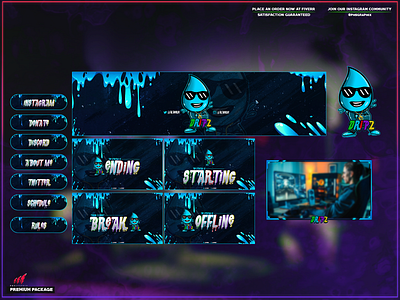 Drip in a full twitch overlay package! 3d animation branding design graphic design illustration layout logo motion graphics streaming twitch twitch overlay ui vector